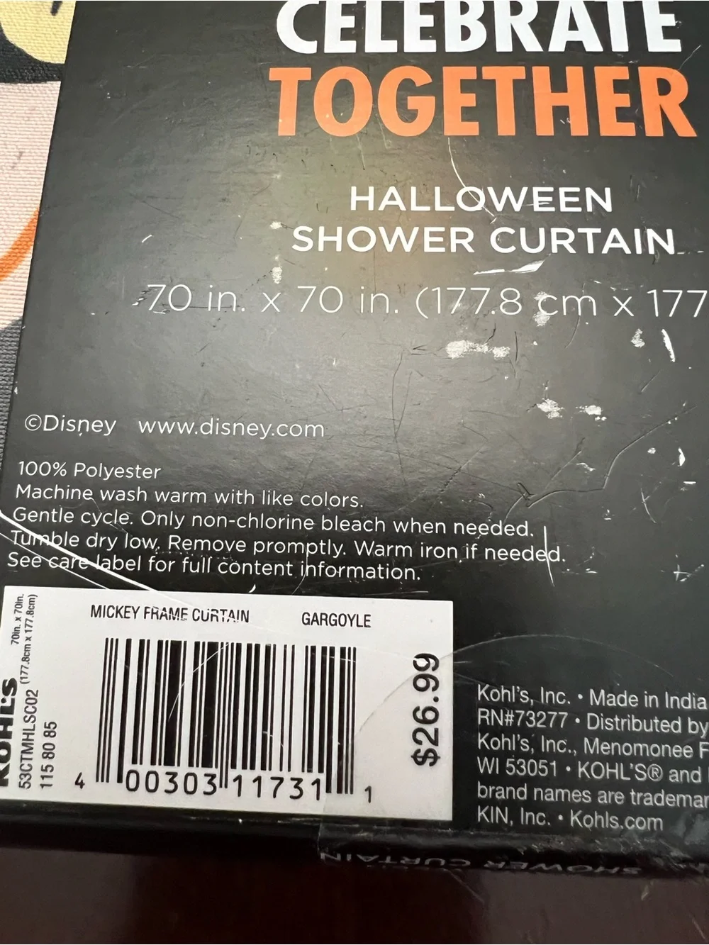 Disney Gray and Orange Halloween Character Shower Curtain